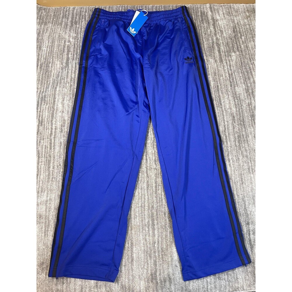 Adidas Firebird TP Pants Mens Large Blue Black Track 3 Stripe Originals Zip Hem